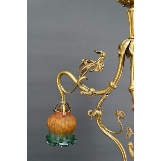 Art Nouveau Chandelier in Gilt Bronze, 1890 For Sale - Image 13 of 18