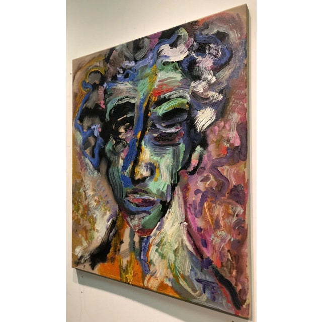 The Head of the House, Abstract Figurative Oil on Linen, Rich Bold Colors, 2012 For Sale - Image 3 of 9