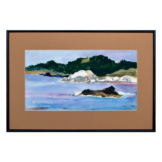 1960s Near Point Lobos - Mid Century Carmel Seascape by Margaret Wherry Ziegler For Sale - Image 5 of 5