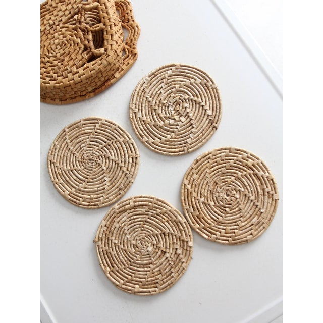 Brown Vintage Trivet Set With Rooster Caddy For Sale - Image 8 of 11