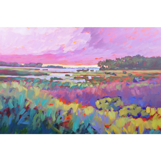 Betty Anglin Smith 1998 Ashepoo Marshland Oil Painting on Canvas 50" For Sale - Image 4 of 11