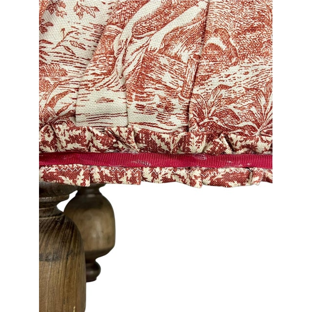 Wood Vintage French Provincial Style Red Toile Foot Stool in the Style of Mackenzie Childs For Sale - Image 7 of 13
