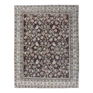 Antique Sultanabad Mahal Rug With Rich Brown and Geometric Patterns 4'2 X 5'7 For Sale