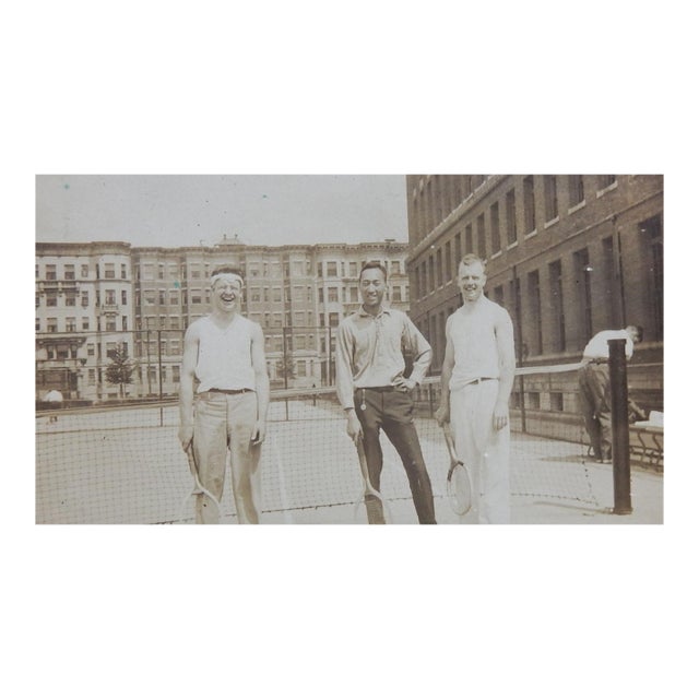 Early 20th Century Sepia Tennis Practice Snapshot Photograph For Sale