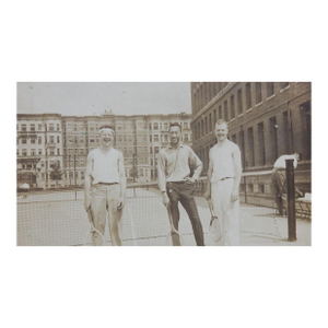Early 20th Century Sepia Tennis Practice Snapshot Photograph