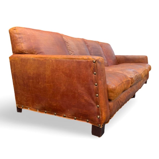 Modern Vintage Ralph Lauren Leather Sofa For Sale - Image 3 of 6