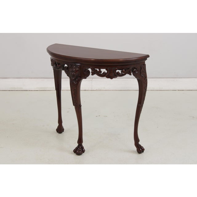 English Baker Carved Mahogany Paw Foot Console Table For Sale - Image 3 of 13