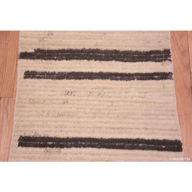 2020s Minimalist Primitive Cream and Charcoal Modern Hallway Runner Rug For Sale - Image 5 of 7