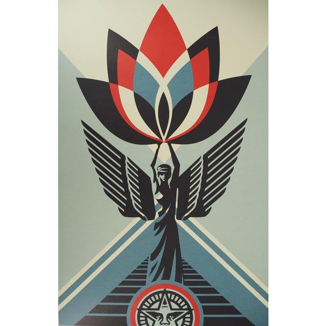 Shepard FAIREY aka OBEY GIANT (1970) Lotus Angel Original color screen print Signed and dated in pencil On Vellum 61 x 91...