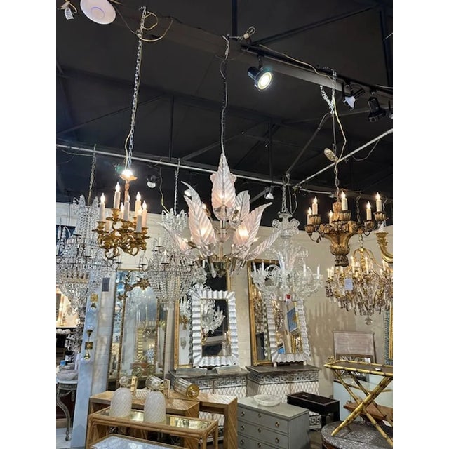 Modern Vintage Murano 2-Tier Leaf Chandelier For Sale - Image 3 of 8