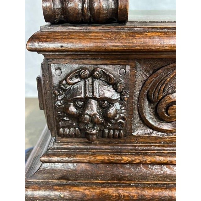 Brown Antique Carved English Oak Server Circa 1880's For Sale - Image 8 of 12
