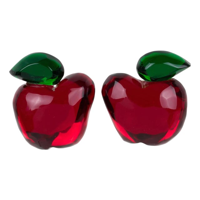 Kaso Red Apple Acrylic Lucite Clip Earrings For Sale