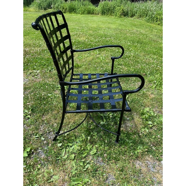 Metal Newly Powder Coated Black Patio Dining Table & 4 Chairs For Sale - Image 7 of 10