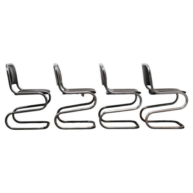 Vintage Chromed Steel Cantilever Chairs, 1970, Set of 4 For Sale - Image 14 of 14