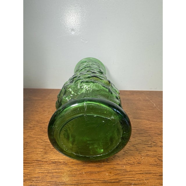 Vintage Green Art Glass Vase Textured Bark Avocado Retro Mid Century Decor For Sale In Philadelphia - Image 6 of 8