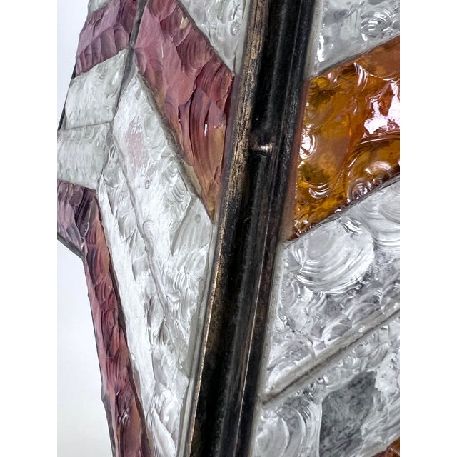 Large Brutalist Thick Glass and Metal Table Lamp by Longobard, Italy, 1970s For Sale - Image 14 of 18