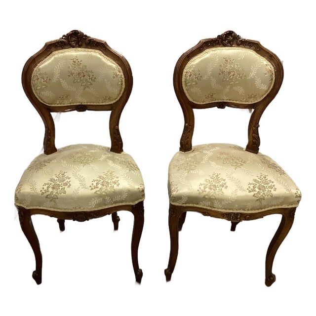 French Antique Boudoir Chairs/Pair For Sale
