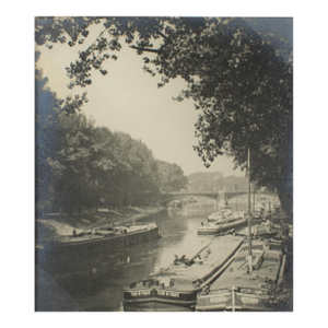 The Seine and Barges Near Paris, Silver Gelatin B and W Photography, 1926