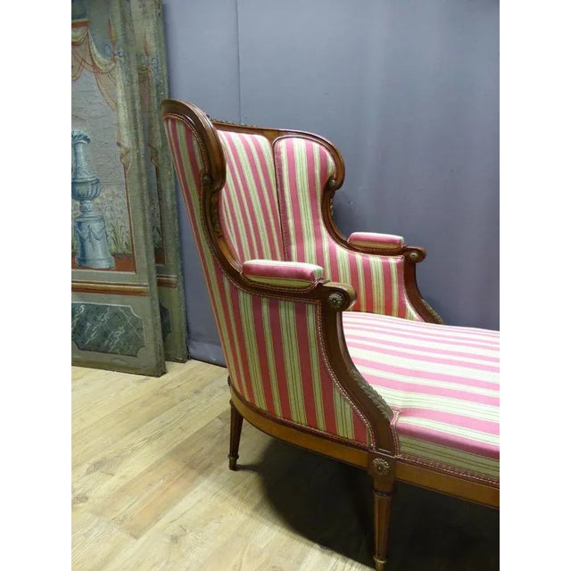 Chaise Lounge in Mahogany with Striped Fabric For Sale - Image 10 of 13