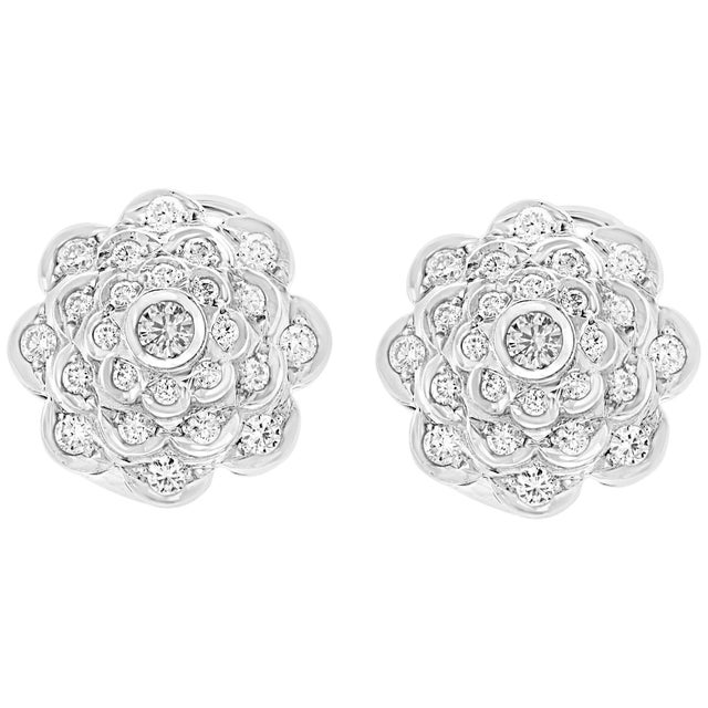 2.8 Carat Diamond VS Quality Flower/Cluster Earring 18 Karat White Gold For Sale - Image 15 of 18
