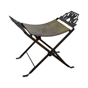 Antique Oscar Bach Style Iron X Base Bench/Stool