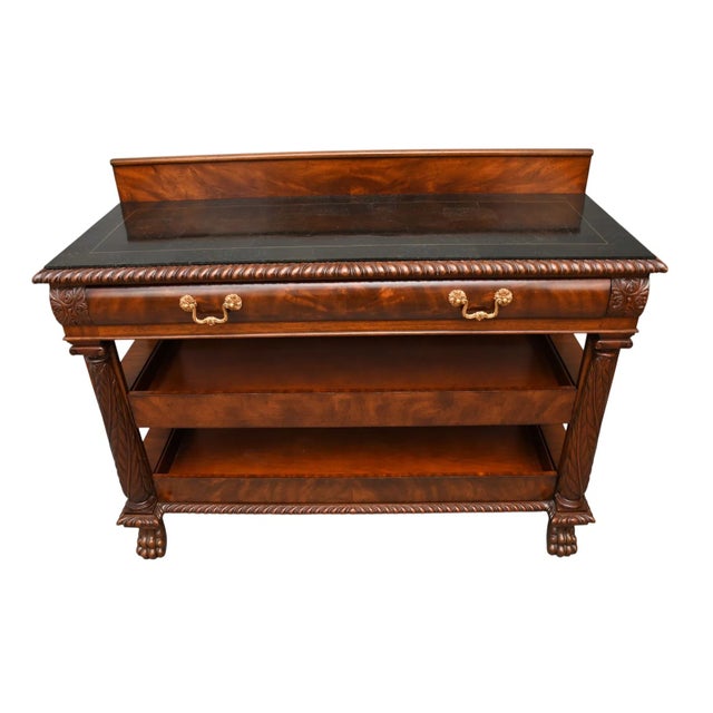 1980s Maitland Smith Mahogany Server With Tessellated Marble Top For Sale - Image 9 of 9
