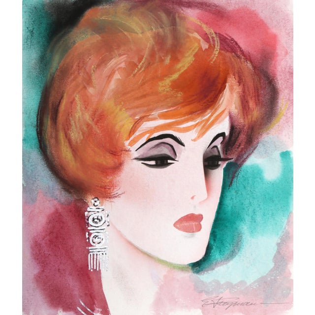 Erik Freyman, Beauty 2, Watercolor With Pastel For Sale