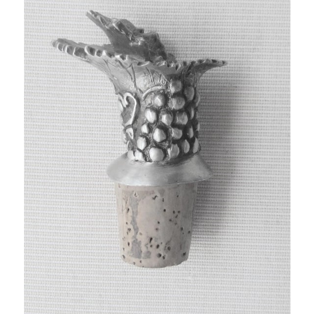 Figurative Figurative Pewter Cork Grape Motif Bottle Stopper For Sale - Image 3 of 4