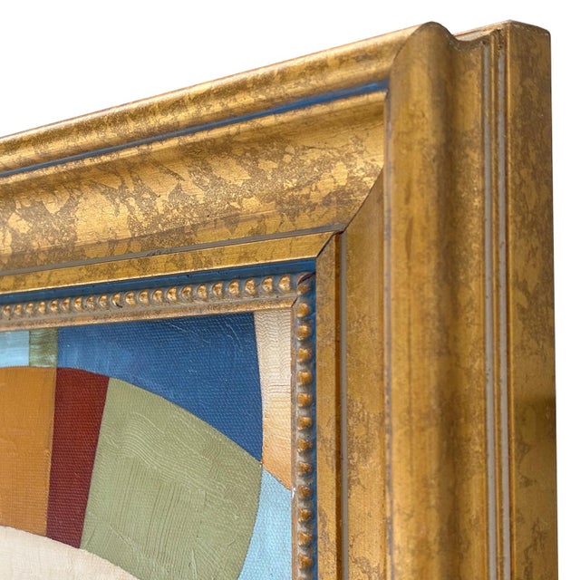 Contemporary Bold Abstract Color-Block Oil Painting in Vintage Frame For Sale In New York - Image 6 of 6