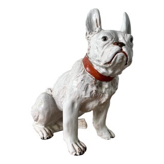 Vintage Regency Italian Glazed Ceramic Bull Dog For Sale
