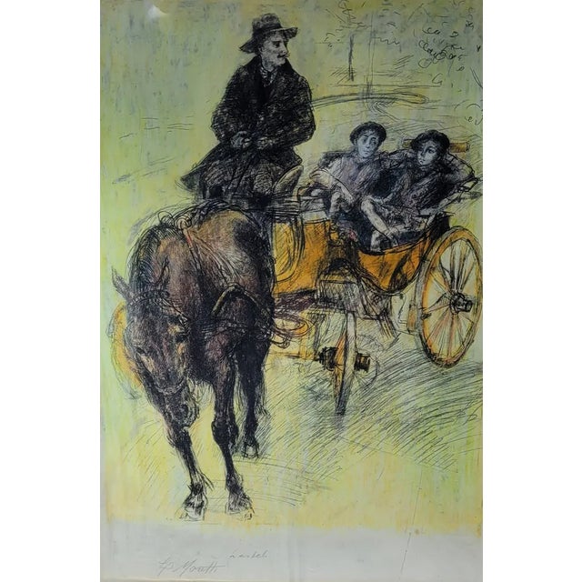 Lucien Philippe MORETTI (1922-2000) The Horse-drawn carriage, 1980 Pastel drawing Unique original work signed in pencil by...