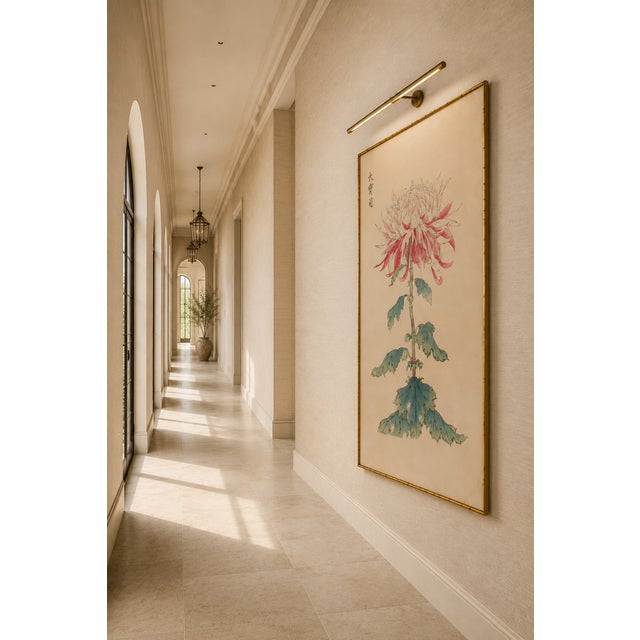 Pink Japanese Chrysanthemum by Hasegawa, Vintage Botanical Art Print, 40" X 60" For Sale - Image 8 of 9