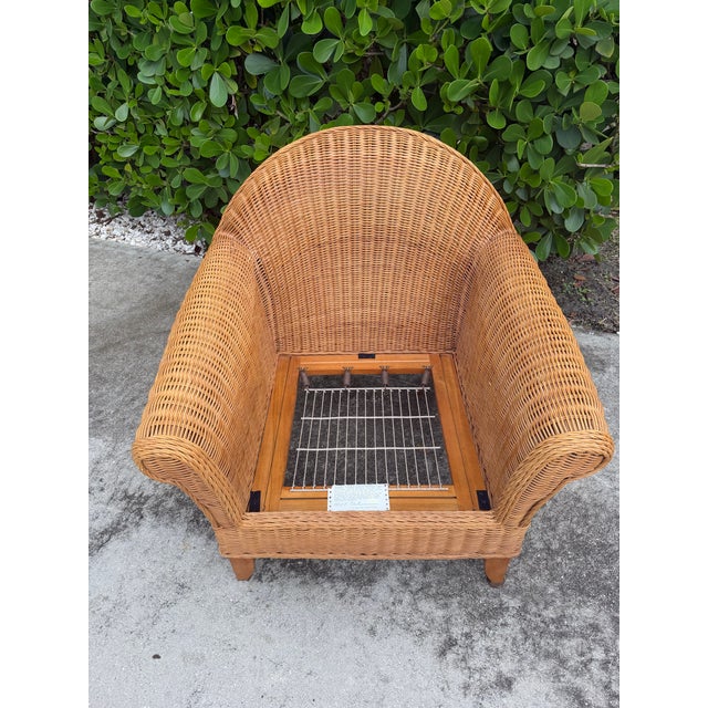 Vintage Henry Link Wicker Lounge Chair & Ottoman For Sale - Image 11 of 15
