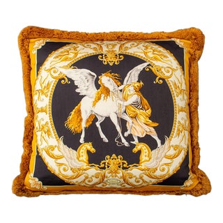 Versace Silk Throw Pillow For Sale