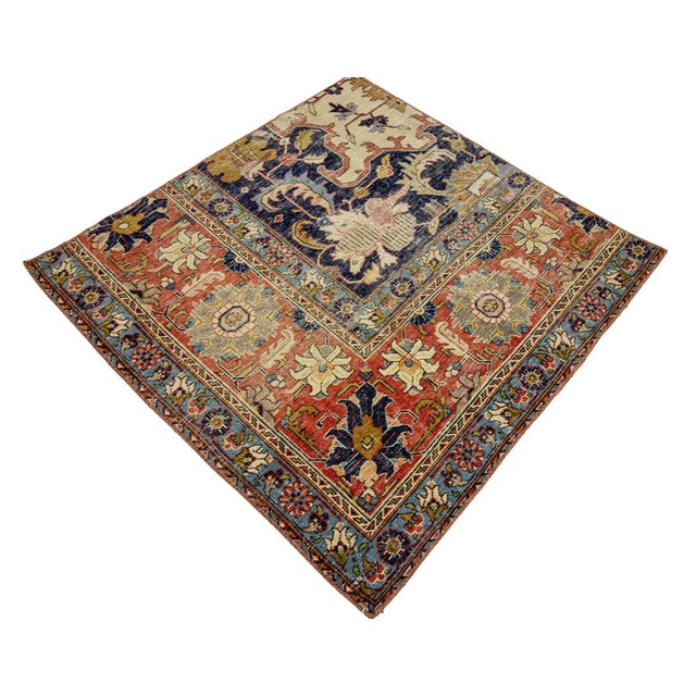 1960s Vintage Worn Persian Rug- 3′4″ × 3′4″ For Sale - Image 4 of 7