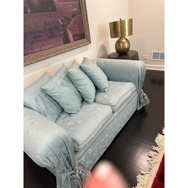 Vintage Turquoise Loveseat For Sale In Chicago - Image 6 of 6
