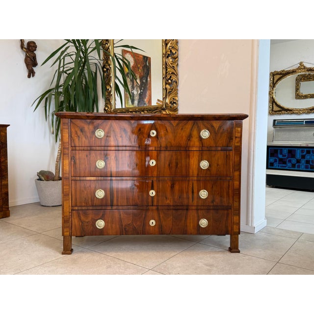 Biedermeier Chest of Drawers in Walnut For Sale - Image 4 of 17