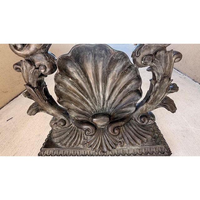 Vintage La Barge Hollywood Regency Cast Bronze Shell & Acanthus Console Table Base For Sale - Image 11 of 14