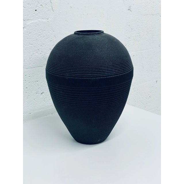 Mid-Century Modern Postmodern Black Corrugated Cardboard Vase by Flute, Chicago For Sale - Image 3 of 13
