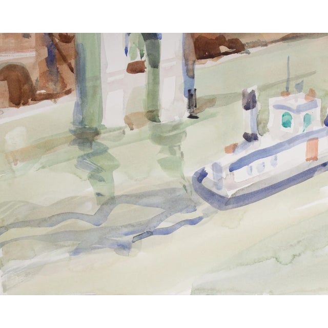 Signed Watercolor Painting of a City by Sanford Brooks For Sale - Image 4 of 8