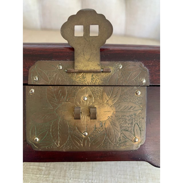Mid 20th Century Vintage Mid-Century Rosewood & Brass & Jade Jewelry Casket For Sale - Image 5 of 13