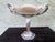 Art Deco 1970s Westmoreland Gray & White Slag Glass Pedestal Compote With Handles For Sale - Image 3 of 10