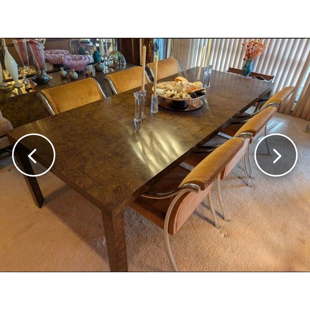 Edward Wormley for Dunbar Olive Burl Dining Table Model D08 W/ Two Leaves – 1973 For Sale - Image 9 of 9