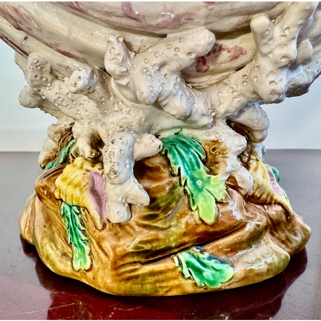 English Majolica George Jones Shell Centerpiece Jardinière, 19th Century For Sale - Image 9 of 16