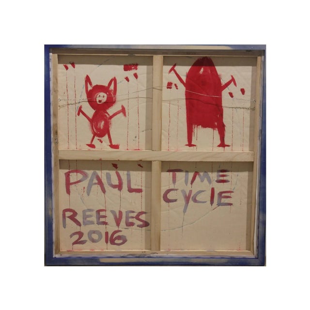 2010s 2010s Contemporary "Time Cycle" Abstract Surrealist Red and Blue Painting For Sale - Image 5 of 6