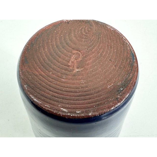 1970s Cobalt Blue Hand-Thrown Studio Ceramic Vase, Germany, 1970s For Sale - Image 5 of 12