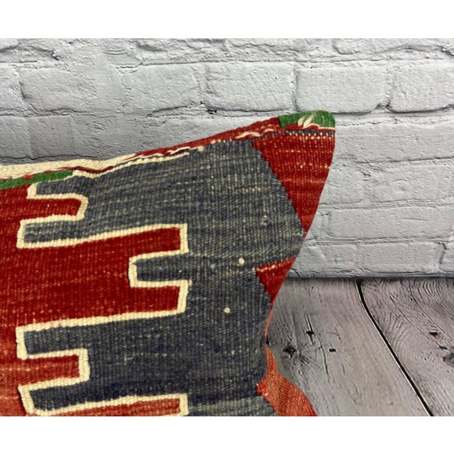 Turkish 16 x 24 Kilim Pillow Turkish Cushion Anatolian Mosaic Pillow Cushion Cover For Sale - Image 3 of 4