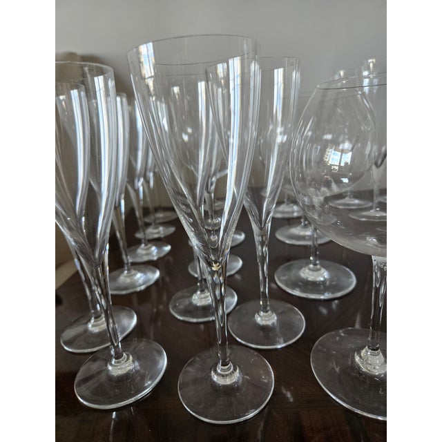BACCARAT "DOM PERIGNON" pattern: 7 water/wine glasses 11white wine glasses 7 red wine goblets Pattern still made should...