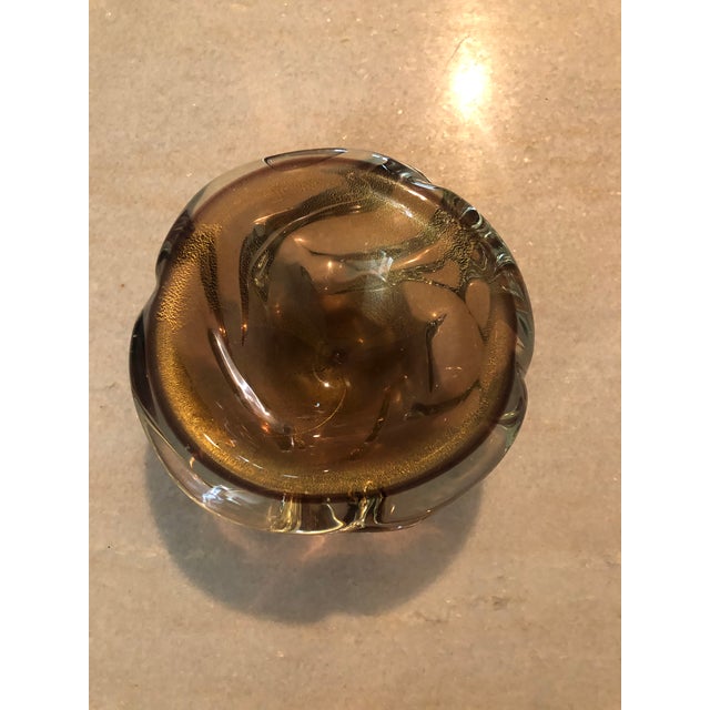 Vintage Mid Century Murano Gold Bowl For Sale In Charleston - Image 6 of 11