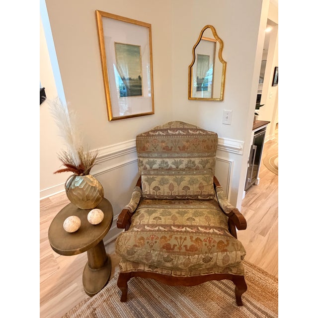 Ecru Fairfield Camel and Palm Tapestry Chair For Sale - Image 8 of 10